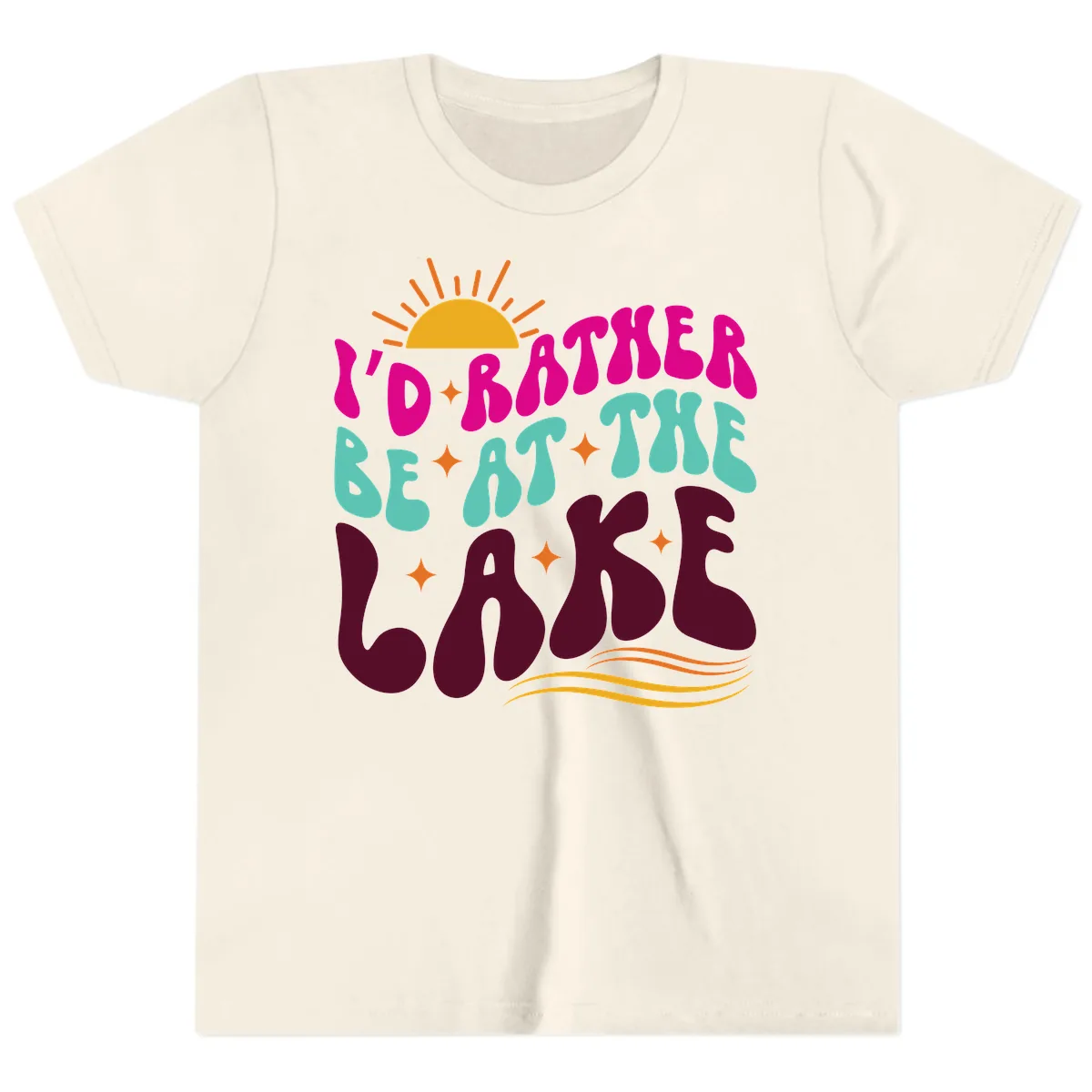 I'd Rather Be At The Lake Retro Design Youth T-Shirt in Natural