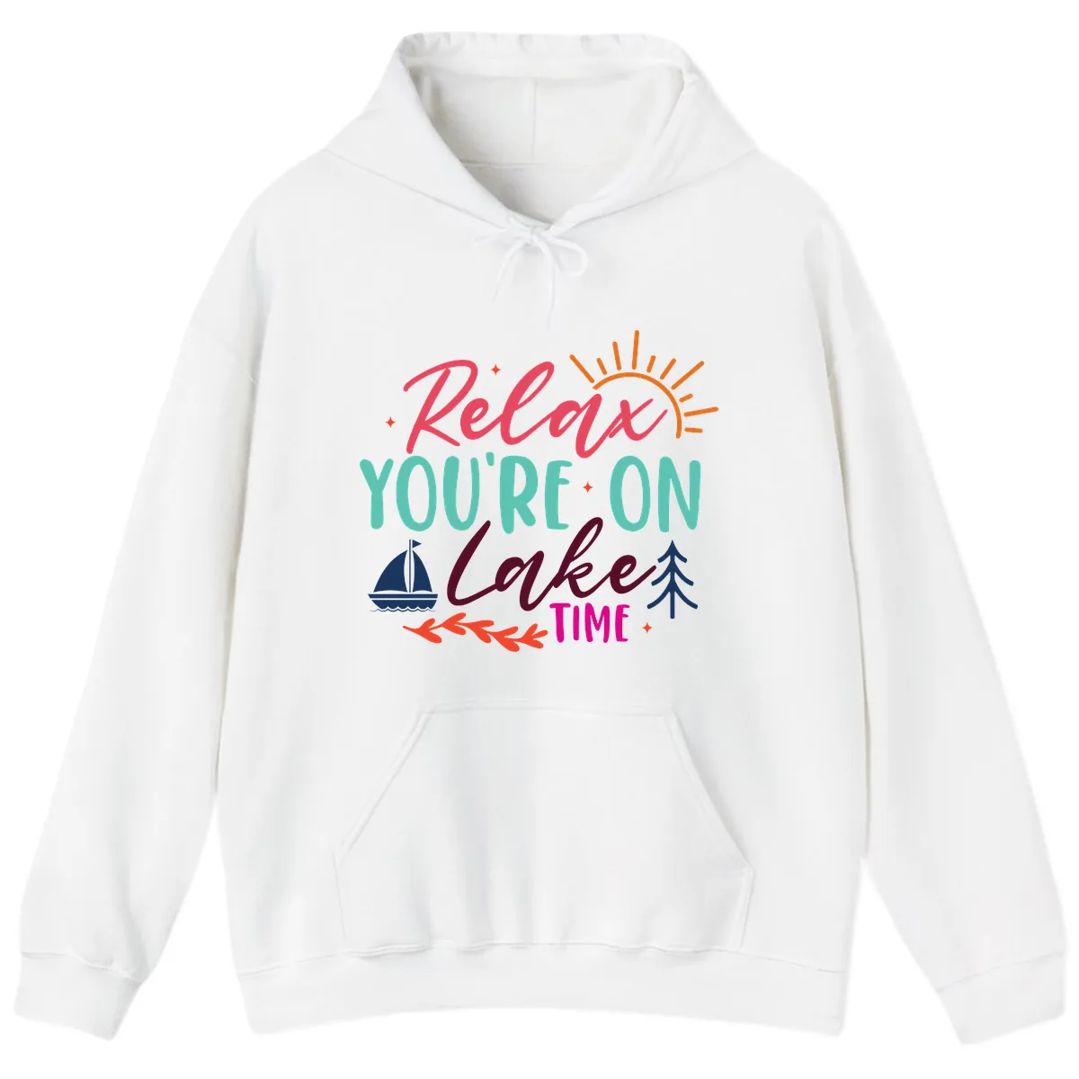 Relax You're On Lake Time Hoodie in White