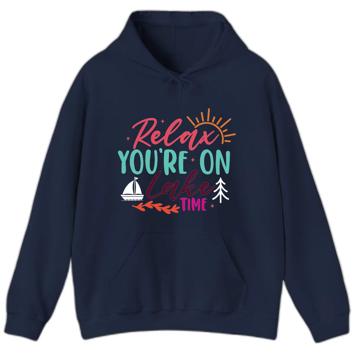 Relax You're On Lake Time Hoodie in Navy