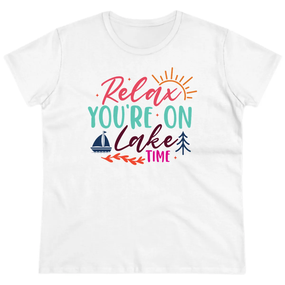 Relax You're On Lake Time Ladies Tee in White