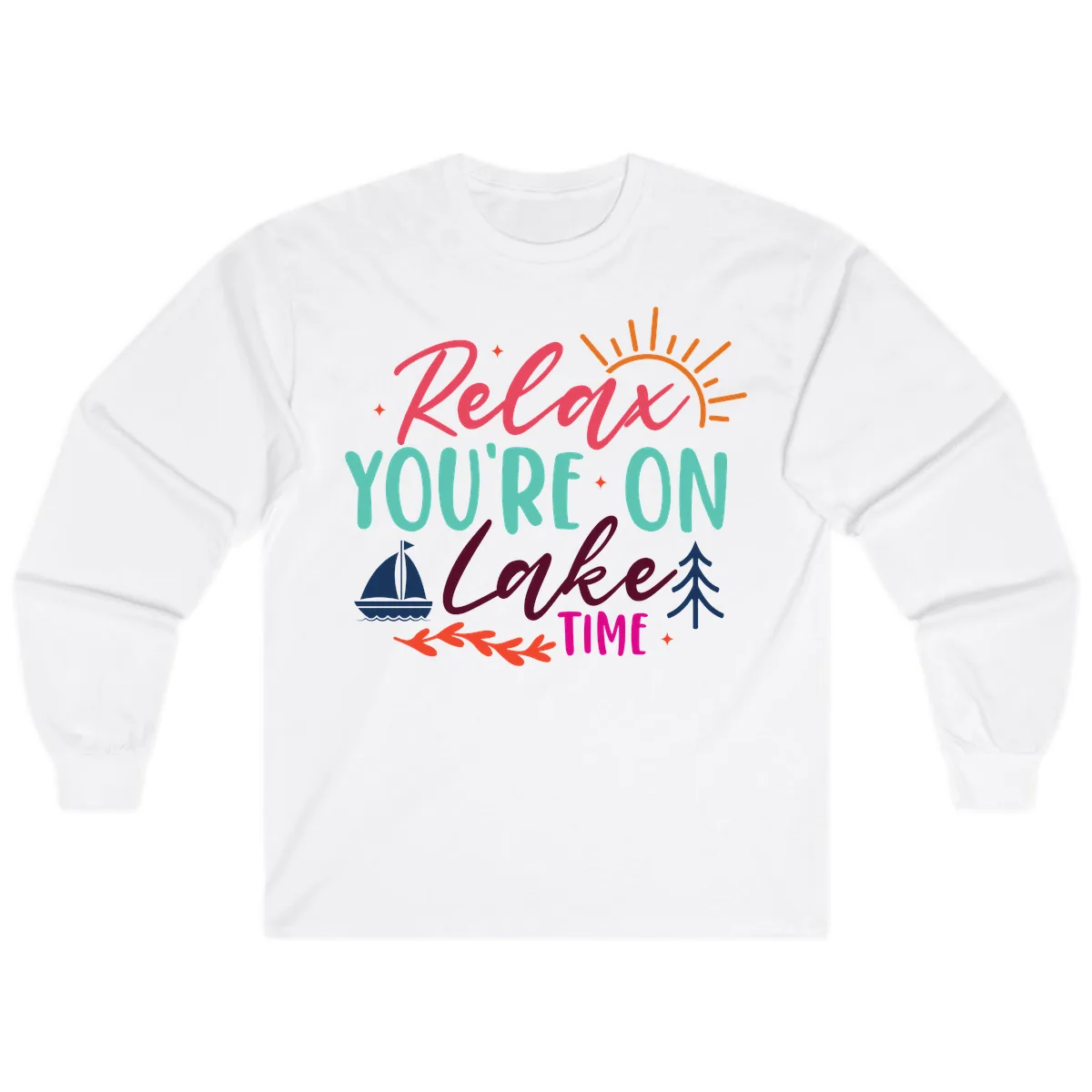 Relax You're On Lake Time Long Sleeve in White