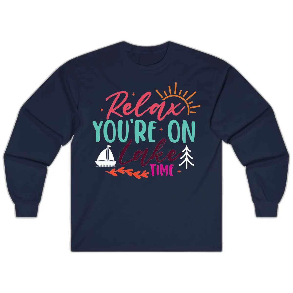 Relax You're On Lake Time Long Sleeve in Navy