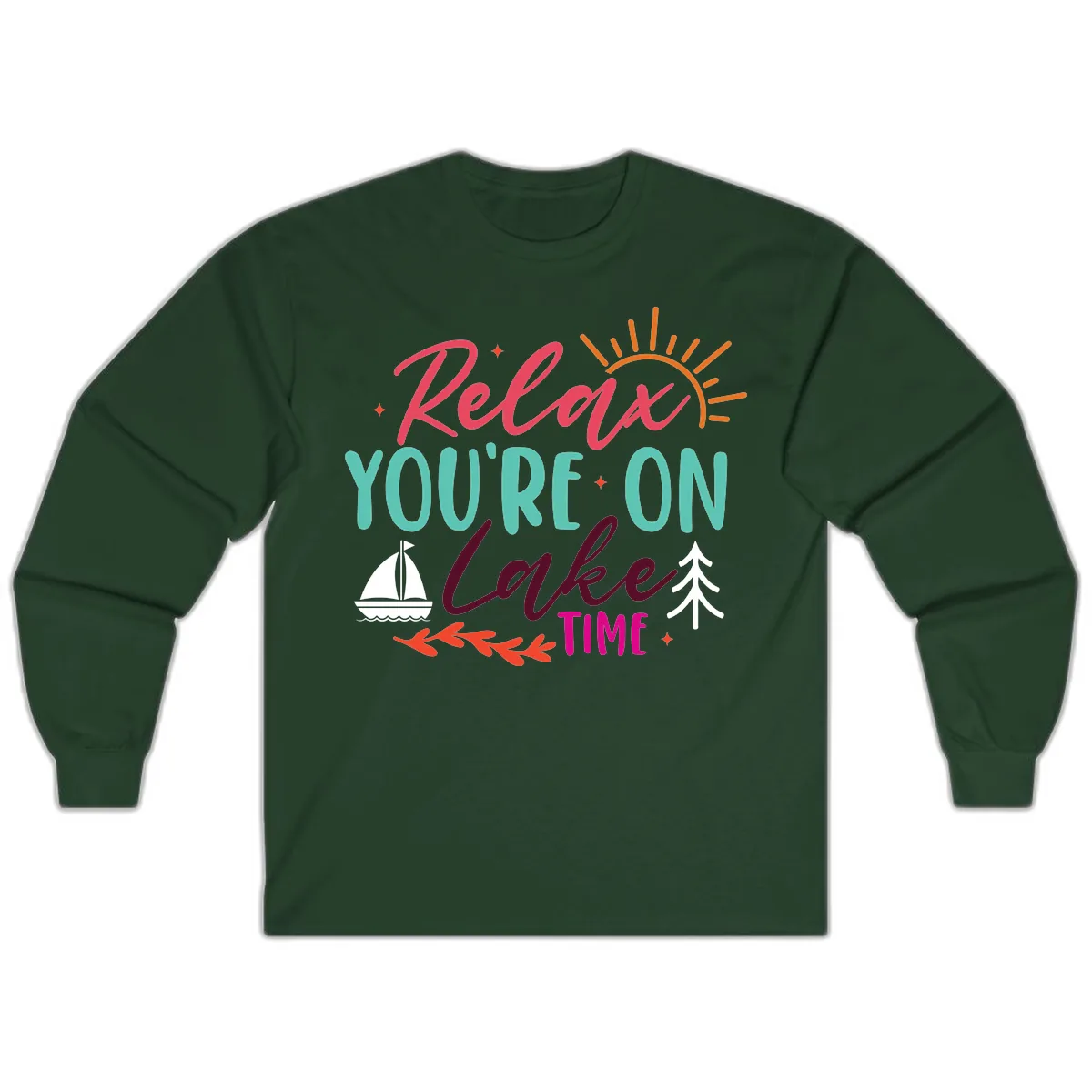 Relax You're On Lake Time Long Sleeve in Forest Green