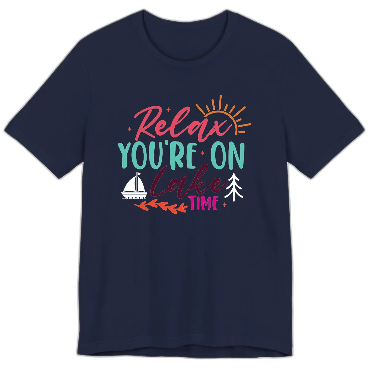 Relax You're On Lake Time Premium T-Shirt in Navy