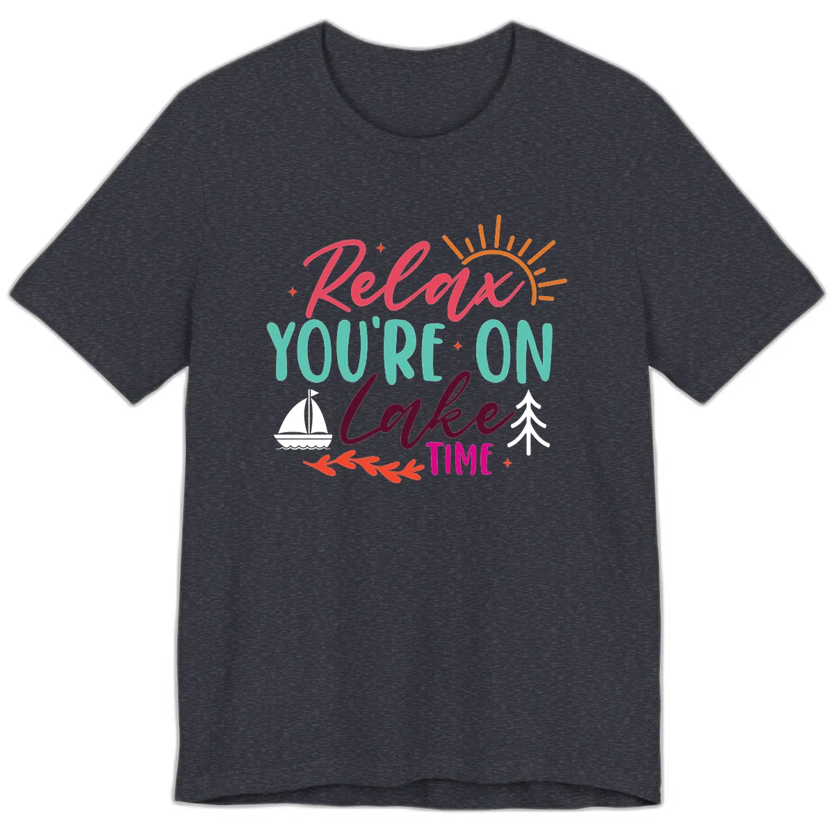 Relax You're On Lake Time Premium T-Shirt in Heather Navy