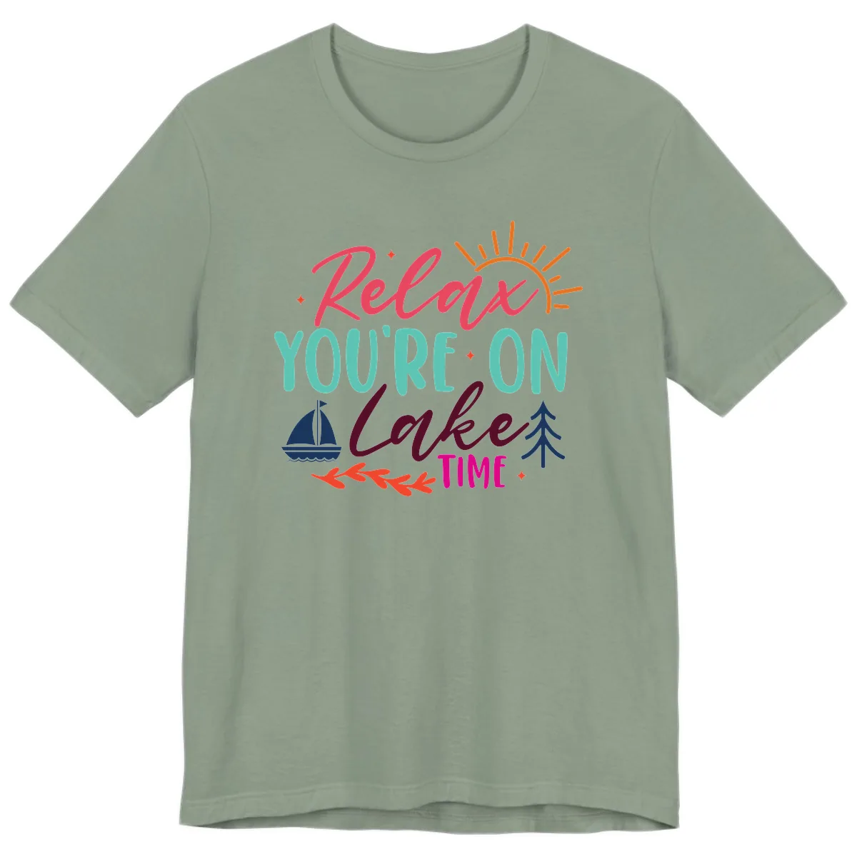 Relax You're On Lake Time Premium T-Shirt in Sage
