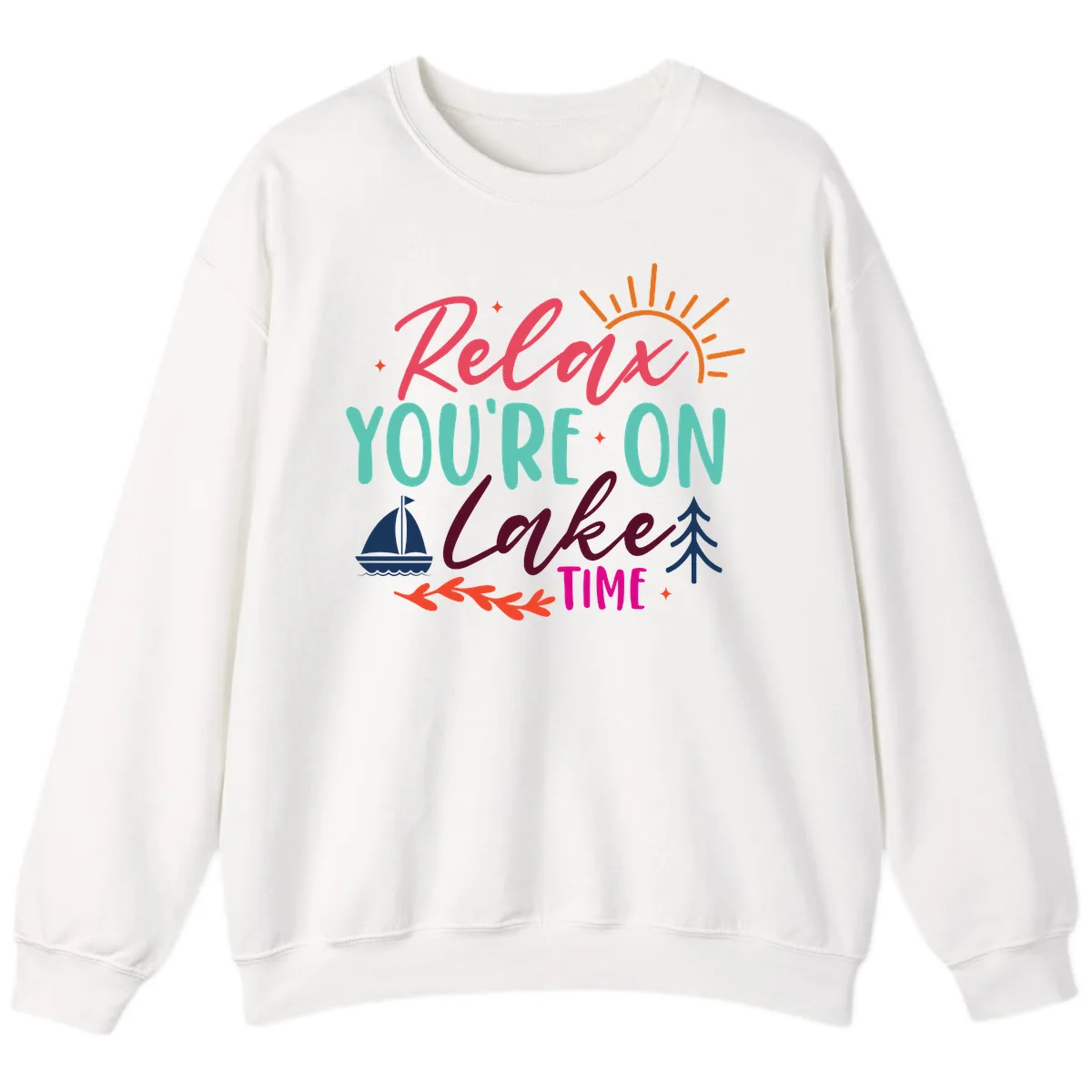 Relax You're On Lake Time Sweatshirt in White