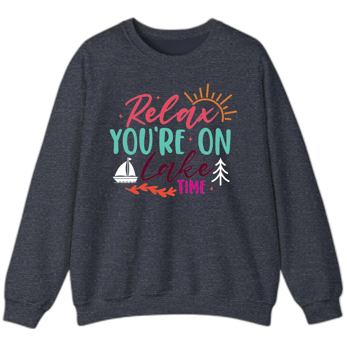 Relax You're On Lake Time Sweatshirt in Heather Sport Dark Navy