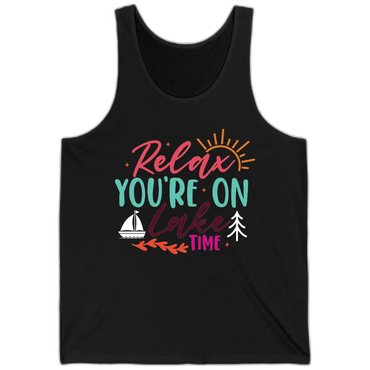 Relax You're On Lake Time Tank in Black