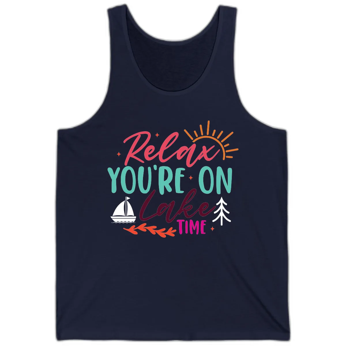 Relax You're On Lake Time Tank in Navy