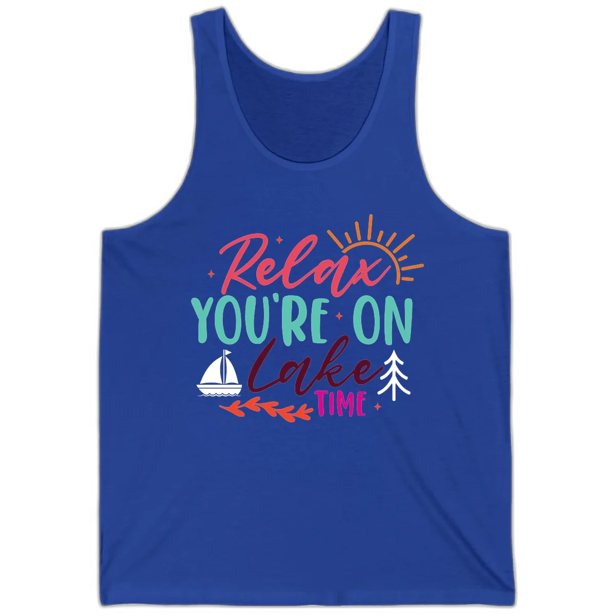 Relax You're On Lake Time Tank in True Royal