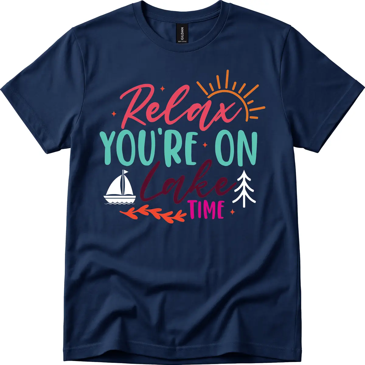 Relax You're On Lake Time T-Shirt in Navy