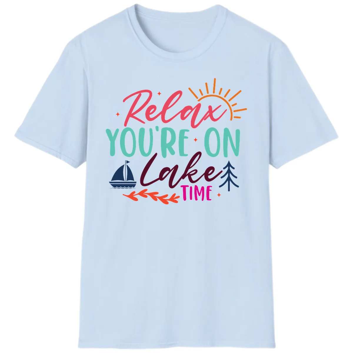 Relax You're On Lake Time T-Shirt in Light Blue