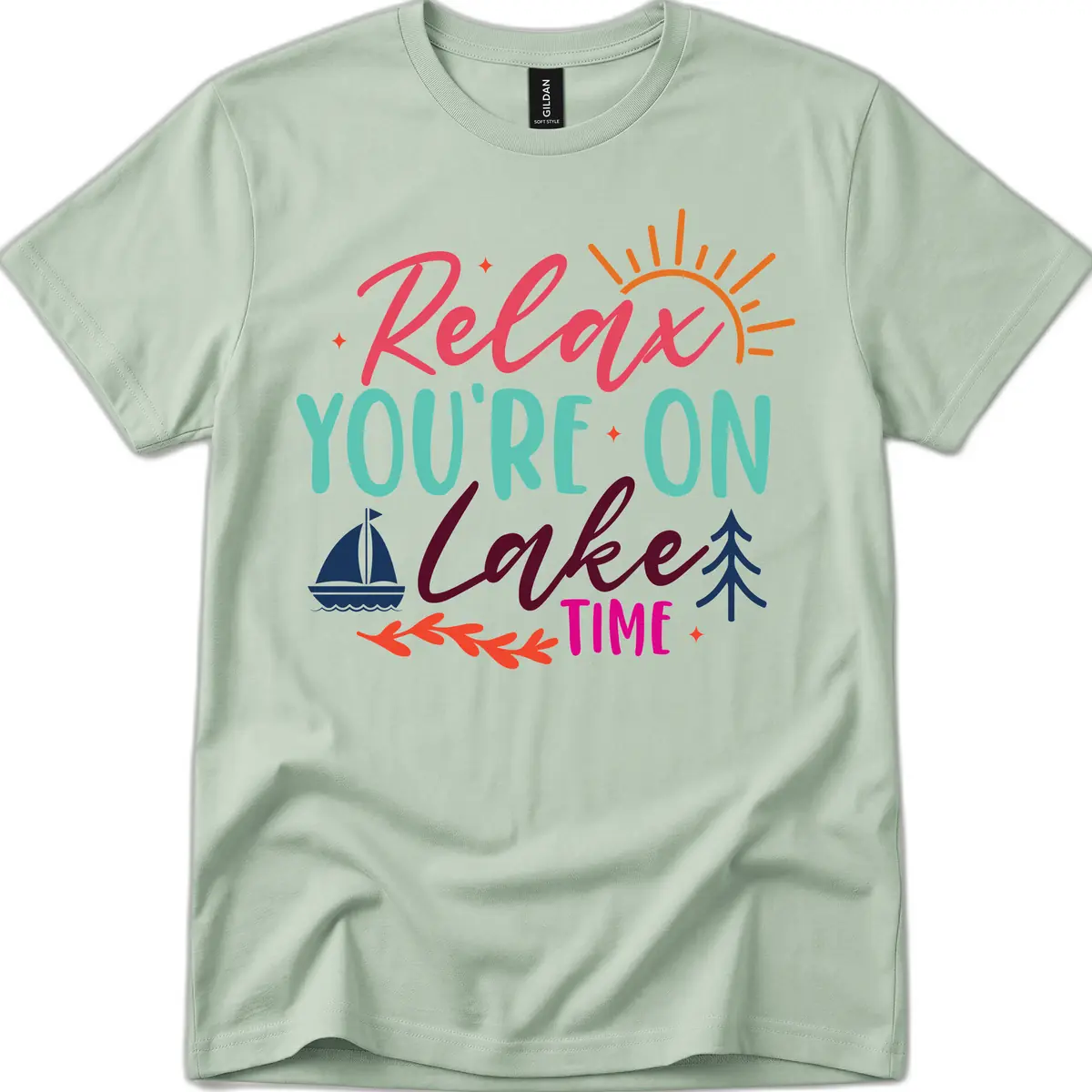 Relax You're On Lake Time T-Shirt in Sage