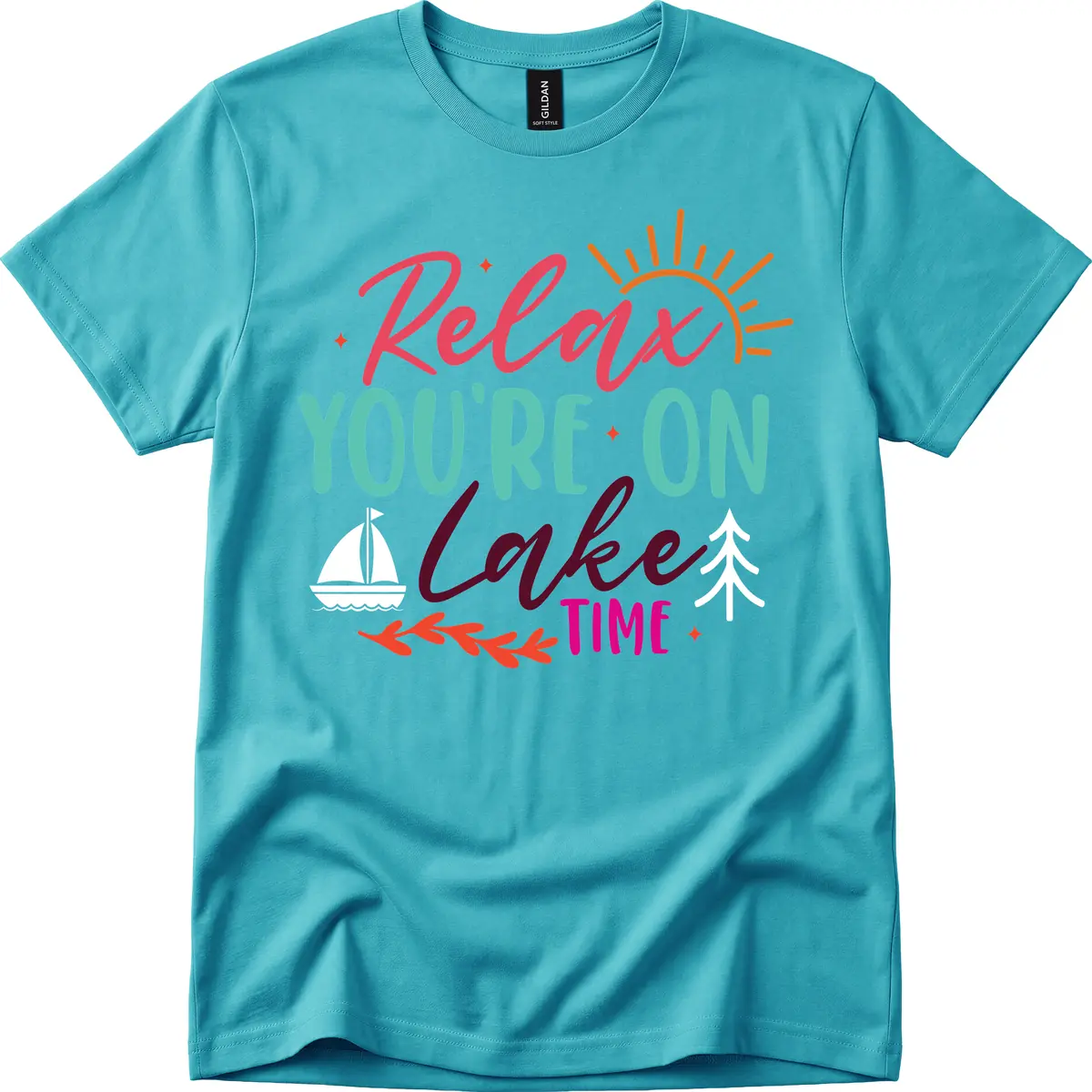 Relax You're On Lake Time T-Shirt in Tropical Blue