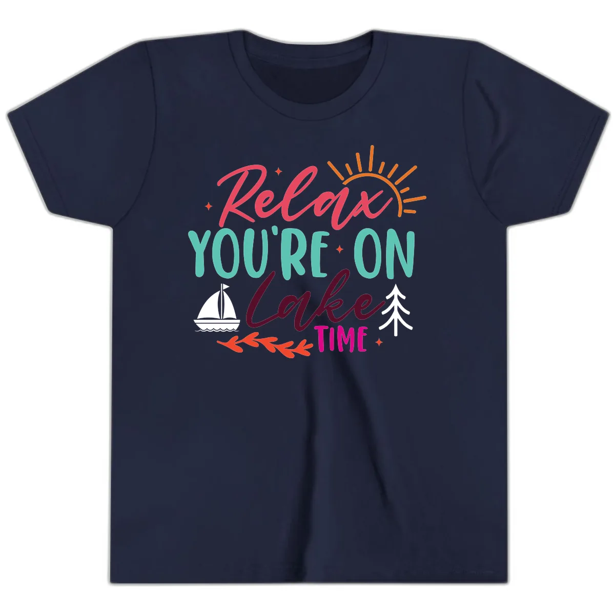 Relax You're On Lake Time Youth T-Shirt in Navy
