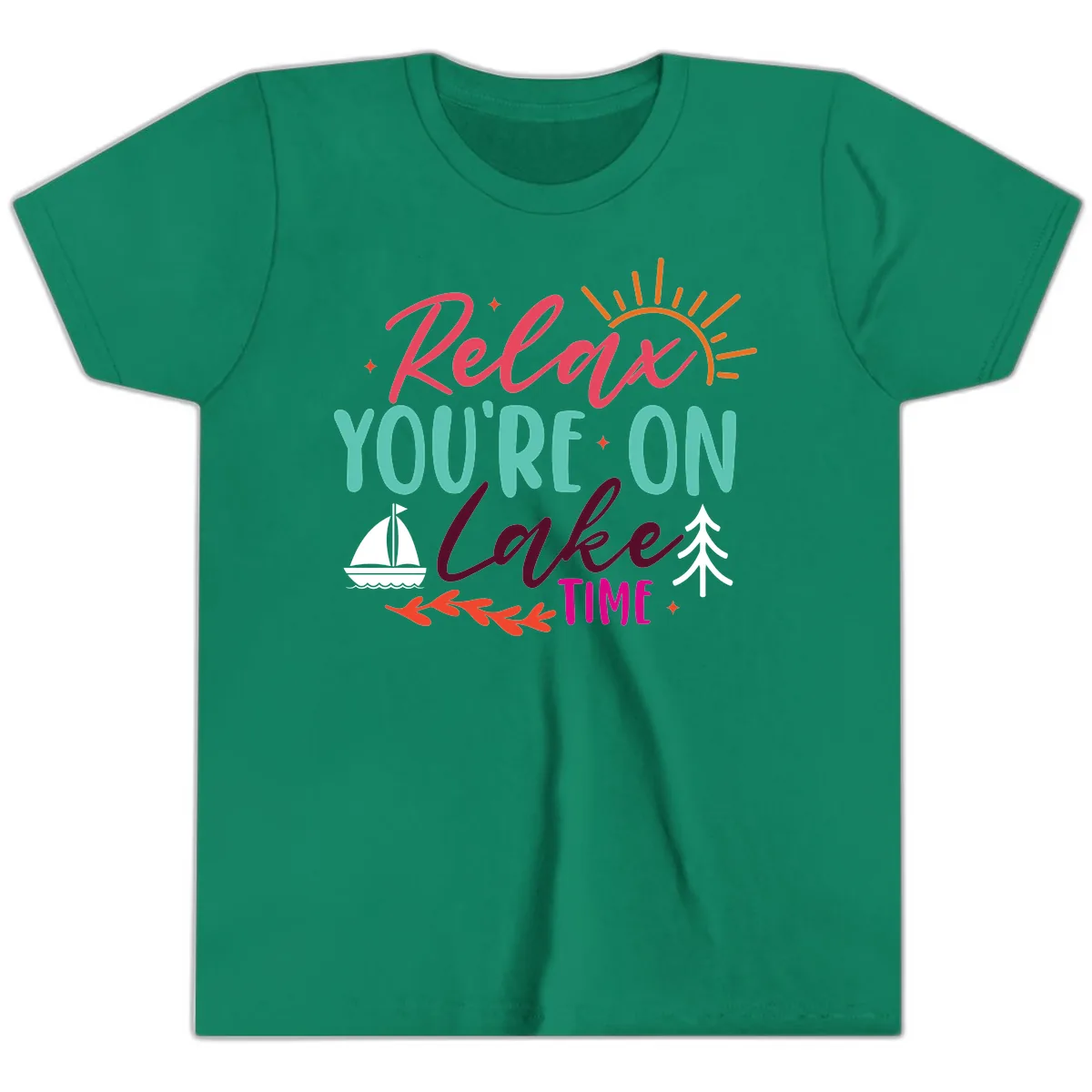 Relax You're On Lake Time Youth T-Shirt in Kelly