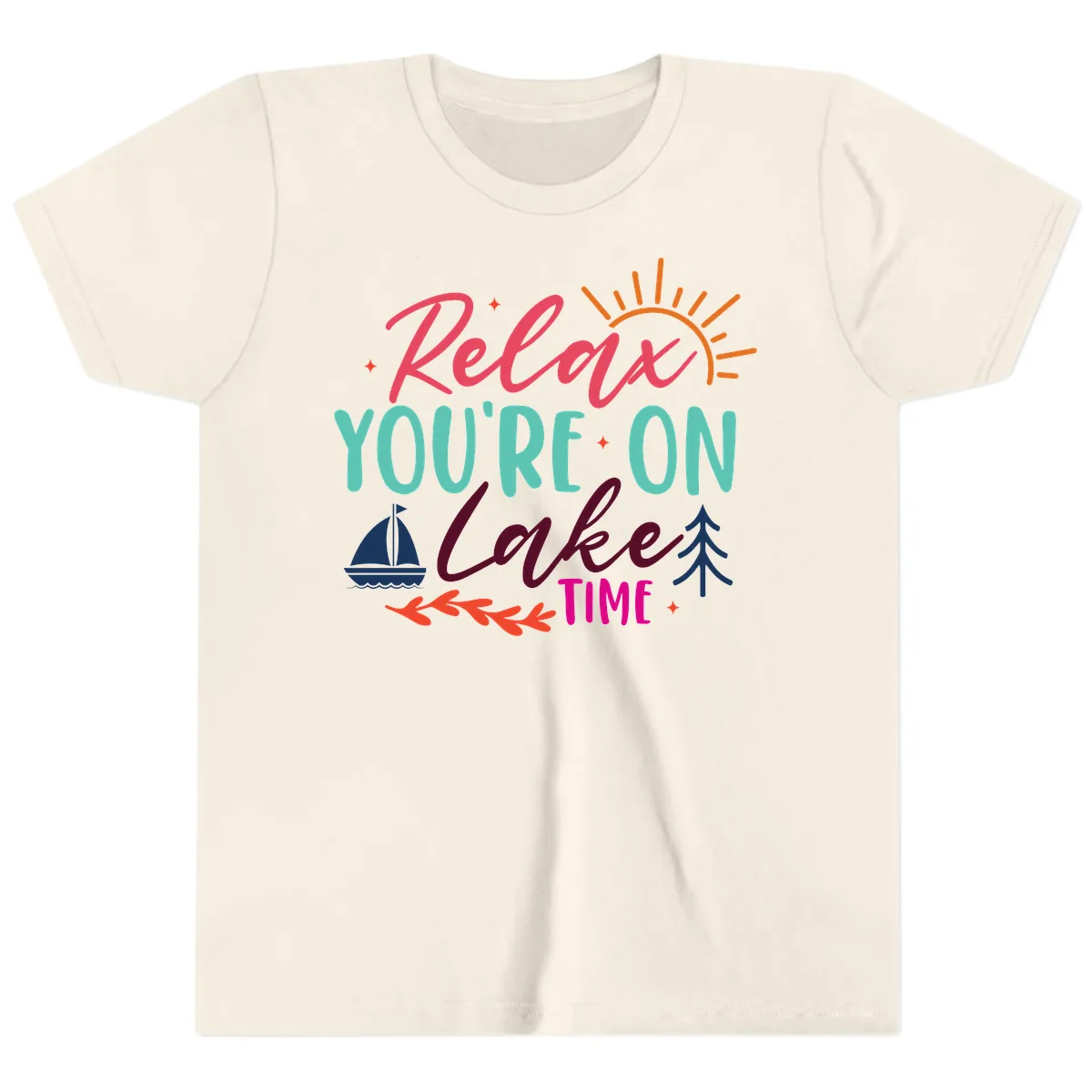 Relax You're On Lake Time Youth T-Shirt in Natural