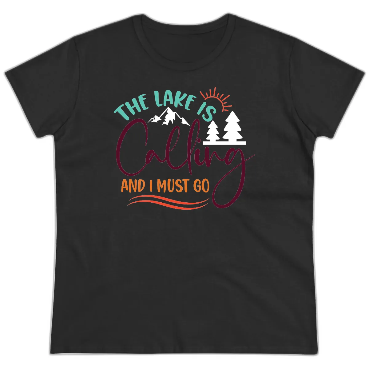 The Lake Is Calling And I Must Go Ladies Tee in Black