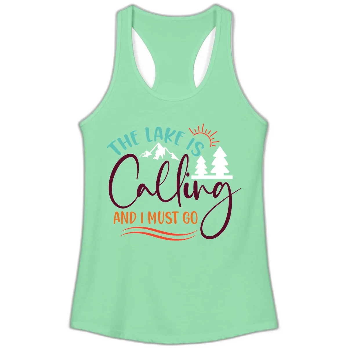The Lake Is Calling And I Must Go Ladies Tank in Solid Mint