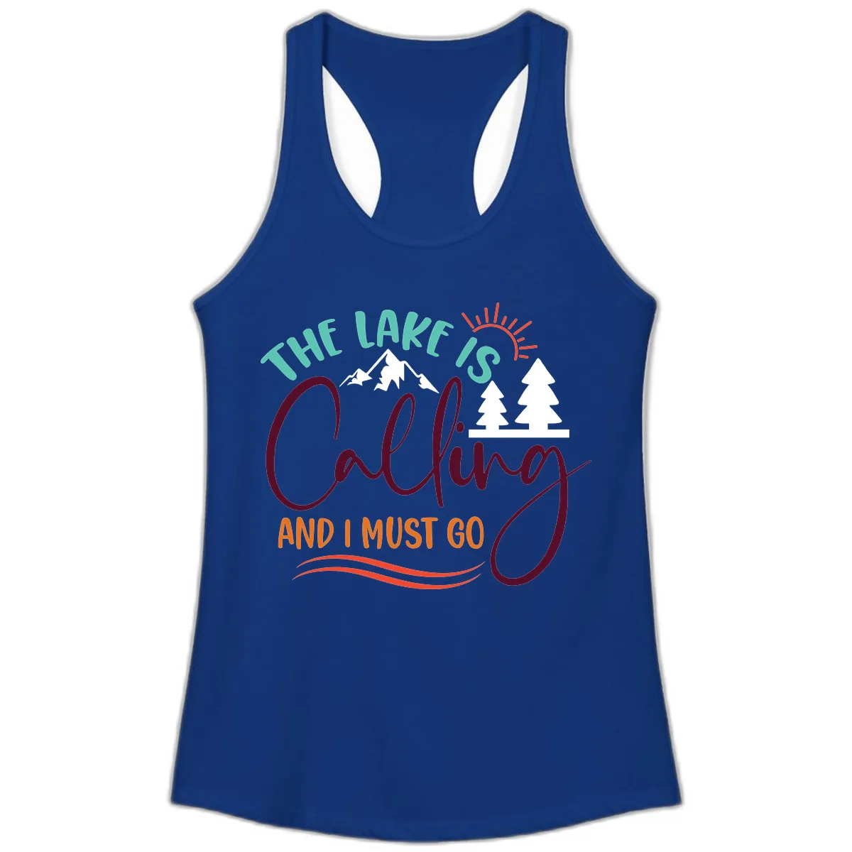 The Lake Is Calling And I Must Go Ladies Tank in Solid Royal
