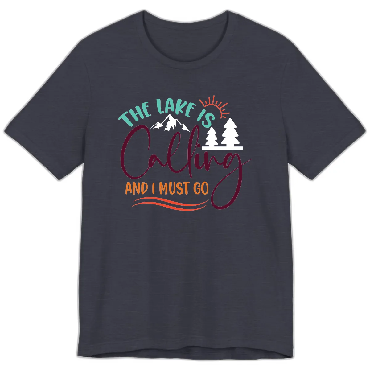 The Lake Is Calling And I Must Go Premium T-Shirt in Heather Midnight Navy