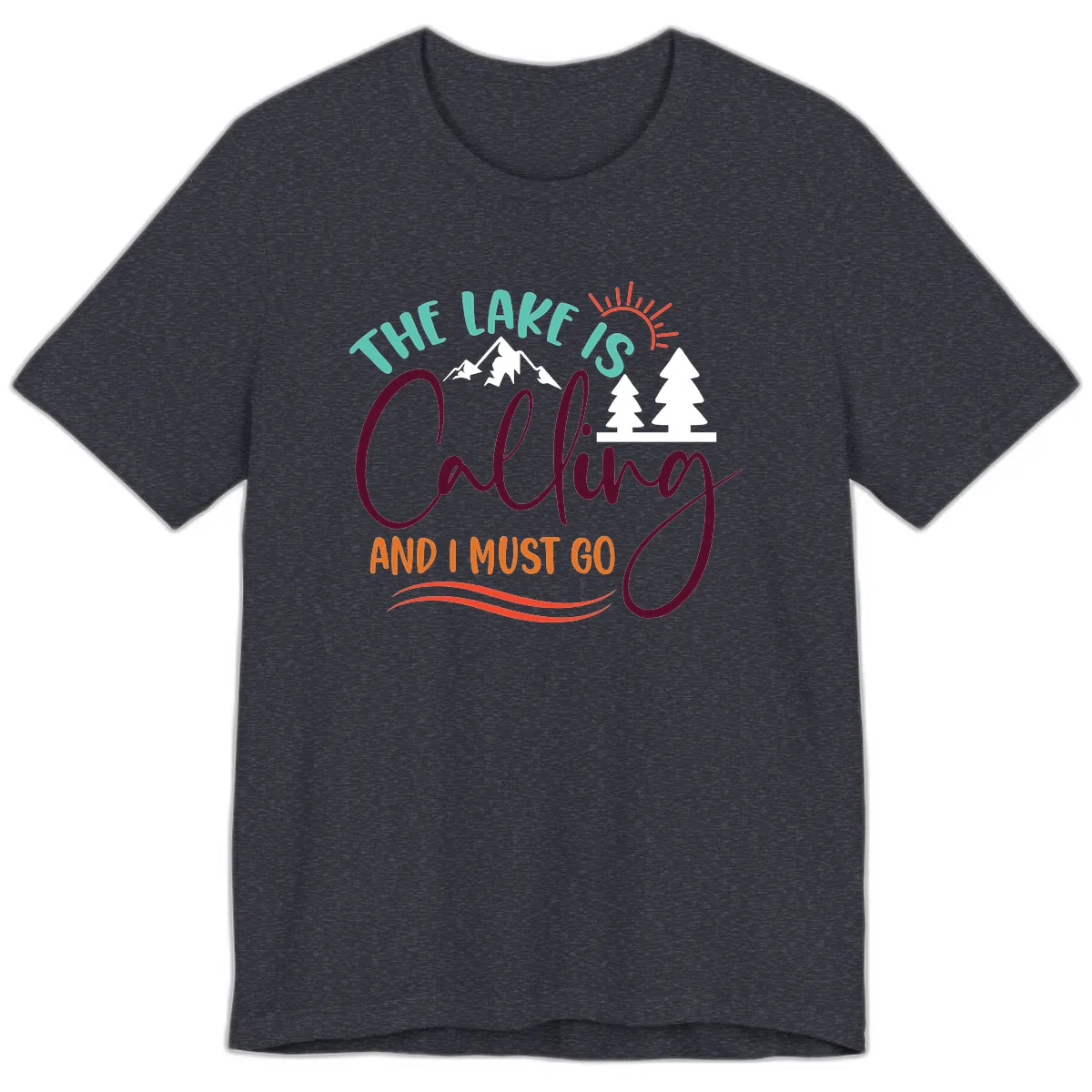 The Lake Is Calling And I Must Go Premium T-Shirt in Heather Navy