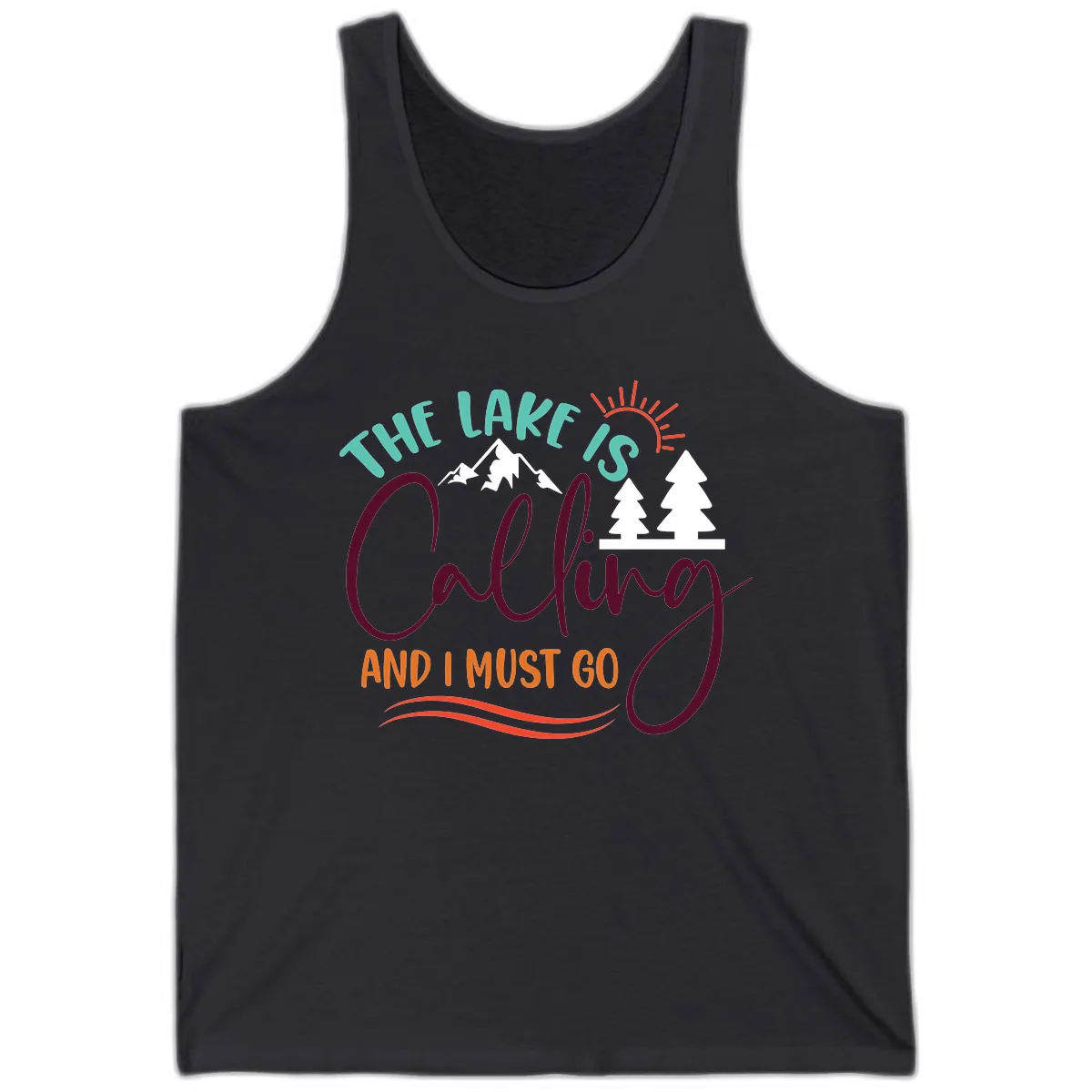 The Lake Is Calling And I Must Go Tank in Dark Grey