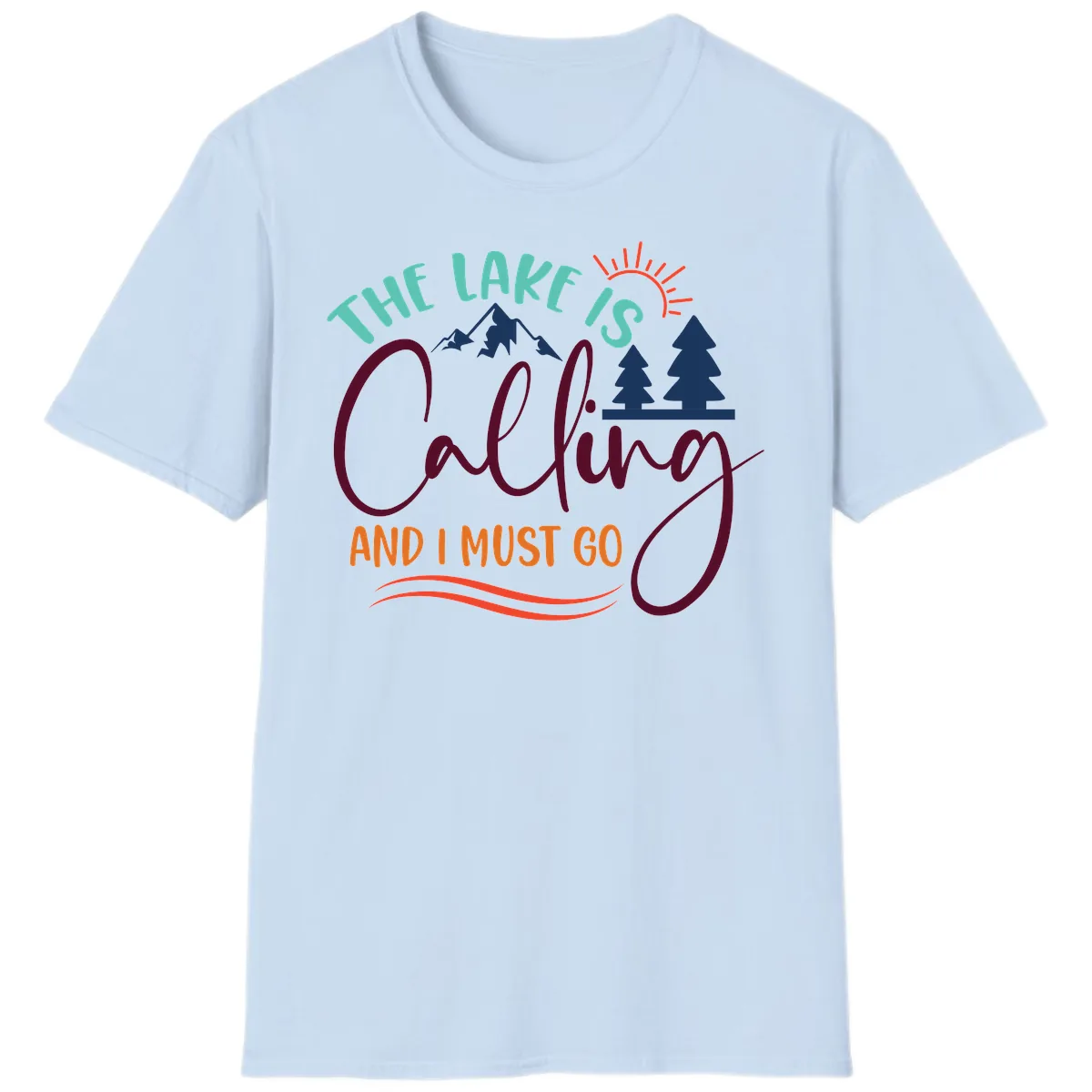 The Lake Is Calling And I Must Go T-Shirt in Light Blue