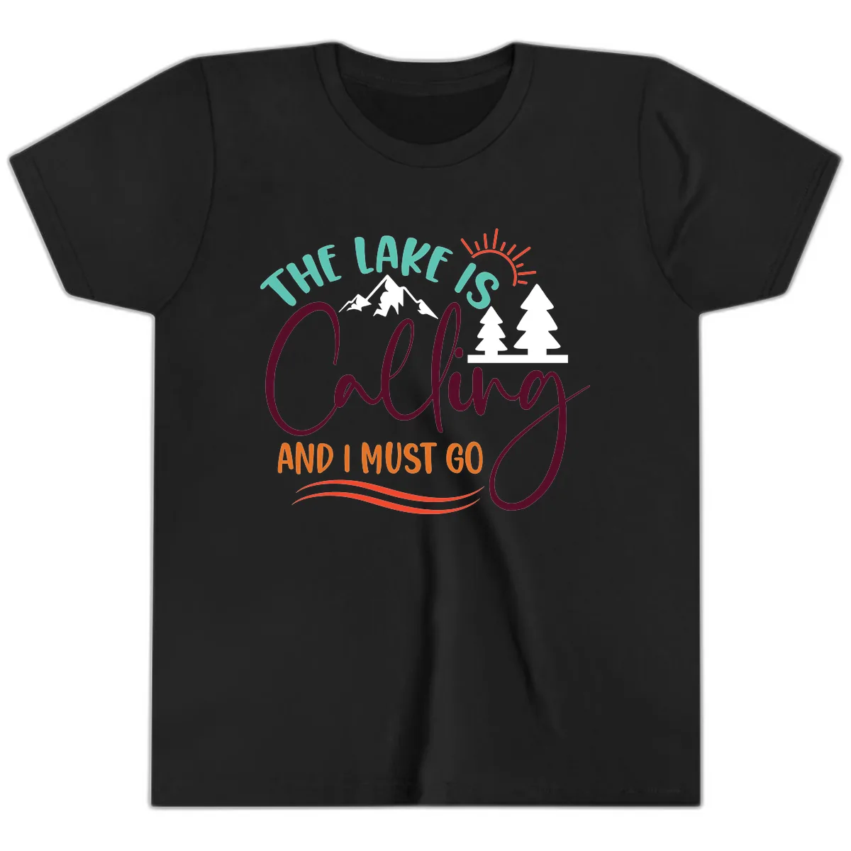The Lake Is Calling And I Must Go Youth T-Shirt in Black
