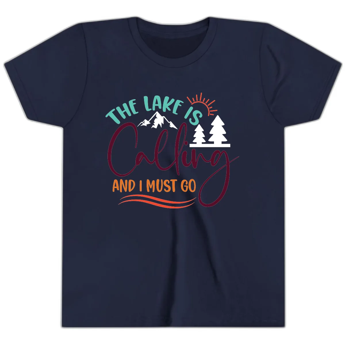 The Lake Is Calling And I Must Go Youth T-Shirt in Navy