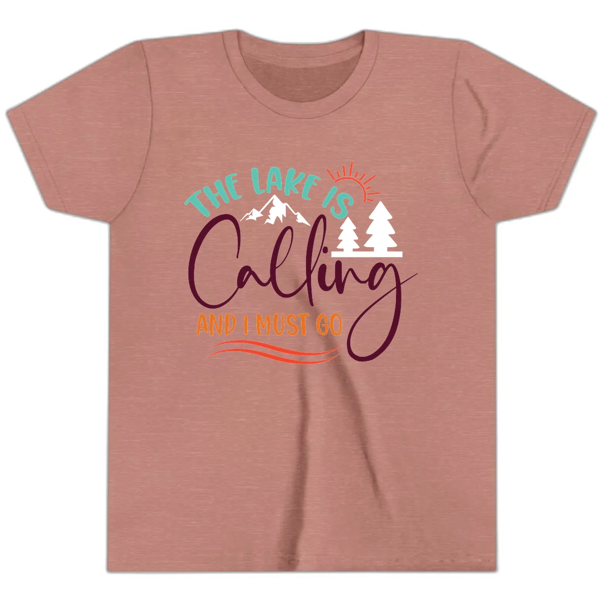 The Lake Is Calling And I Must Go Youth T-Shirt in Heather Mauve