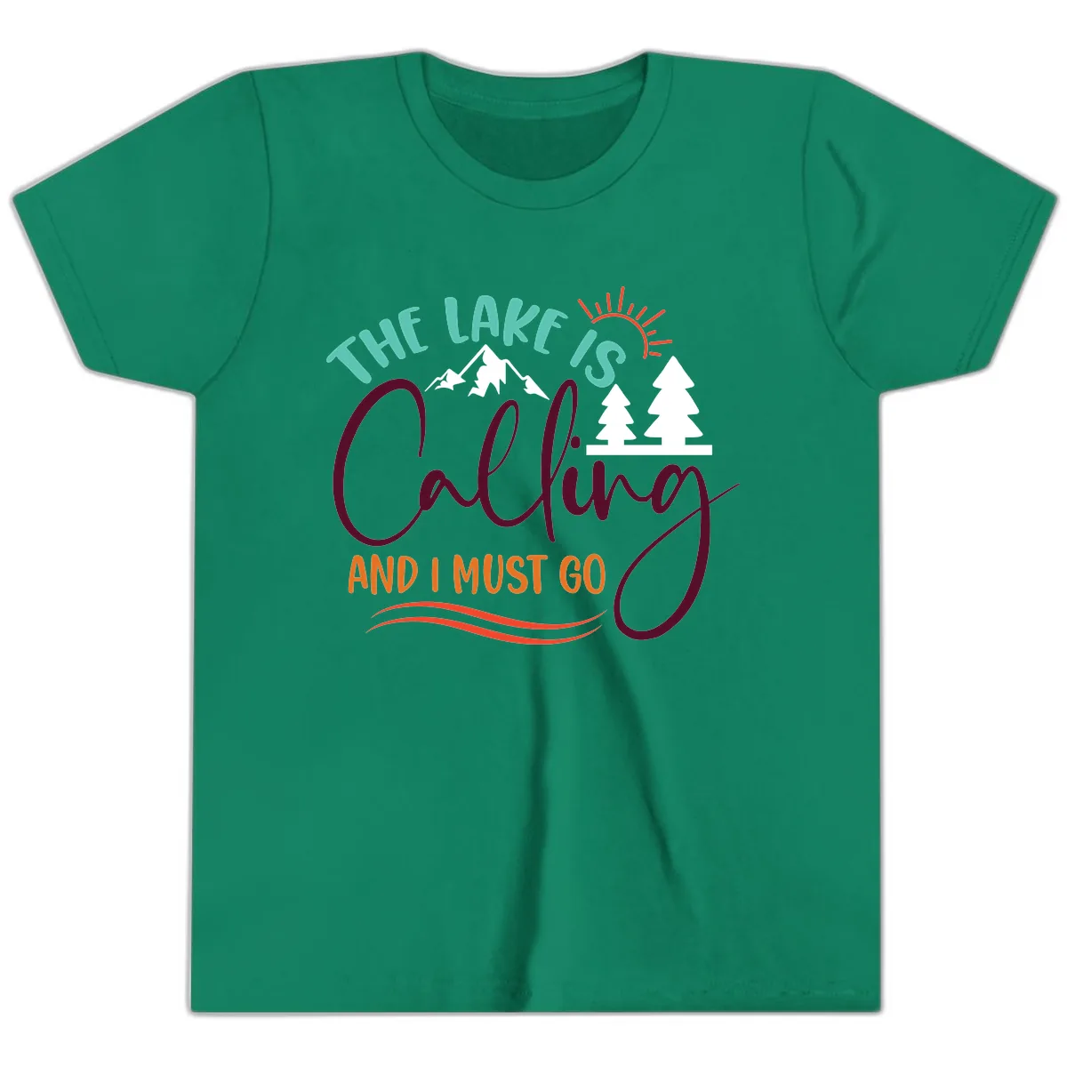 The Lake Is Calling And I Must Go Youth T-Shirt in Kelly