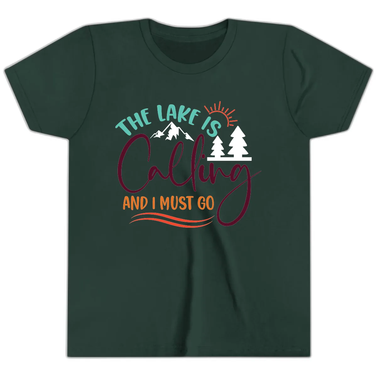 The Lake Is Calling And I Must Go Youth T-Shirt in Forest
