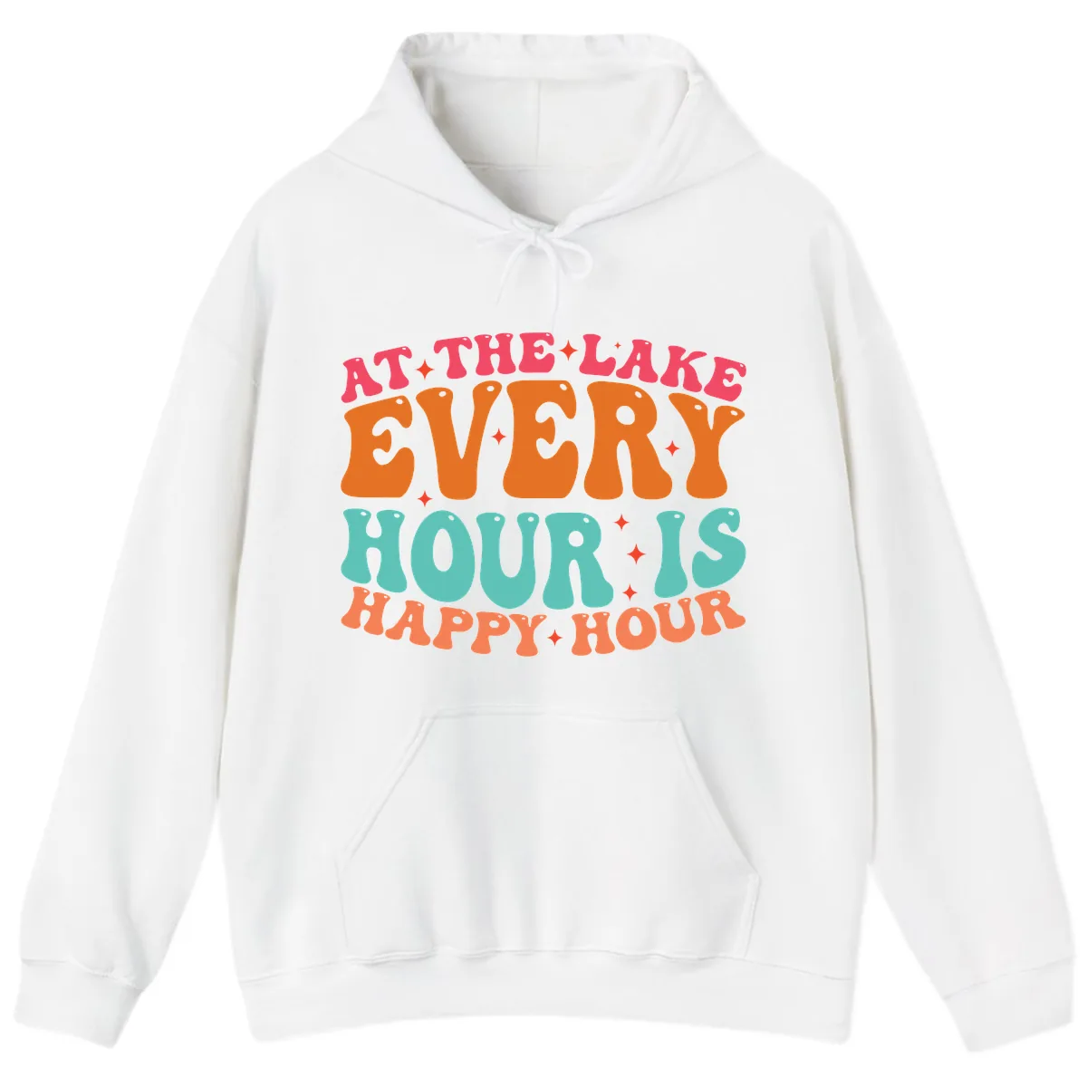 Every Hour Is Happy Hour Lake Design Hoodie in White