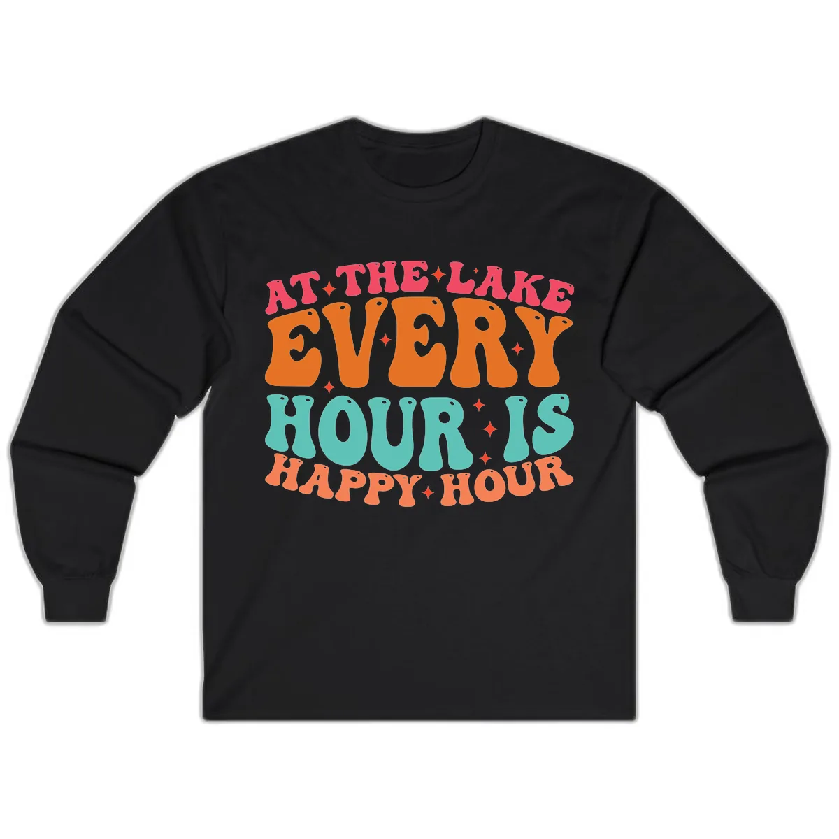 Every Hour Is Happy Hour Lake Design Long Sleeve in Black