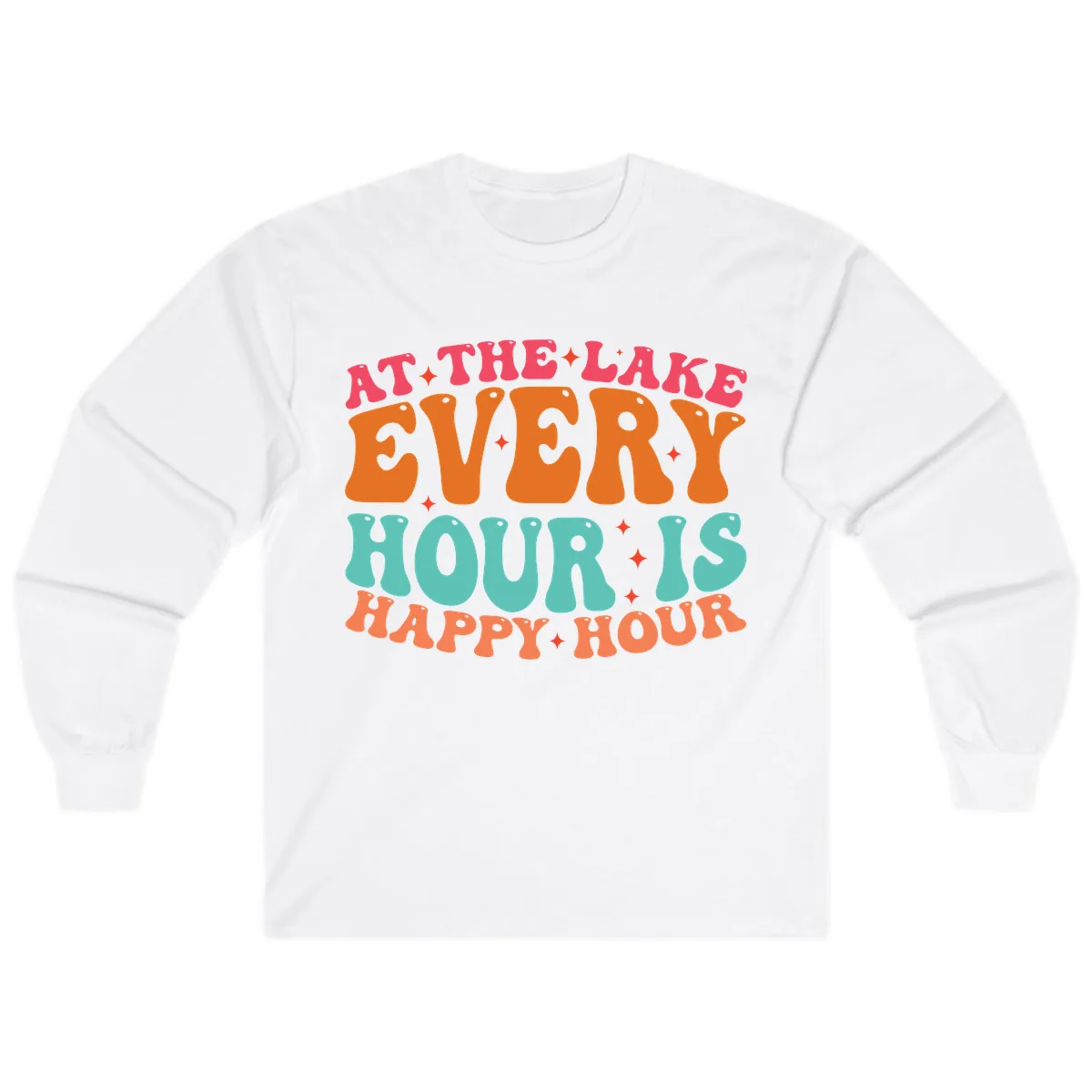 Every Hour Is Happy Hour Lake Design Long Sleeve in White