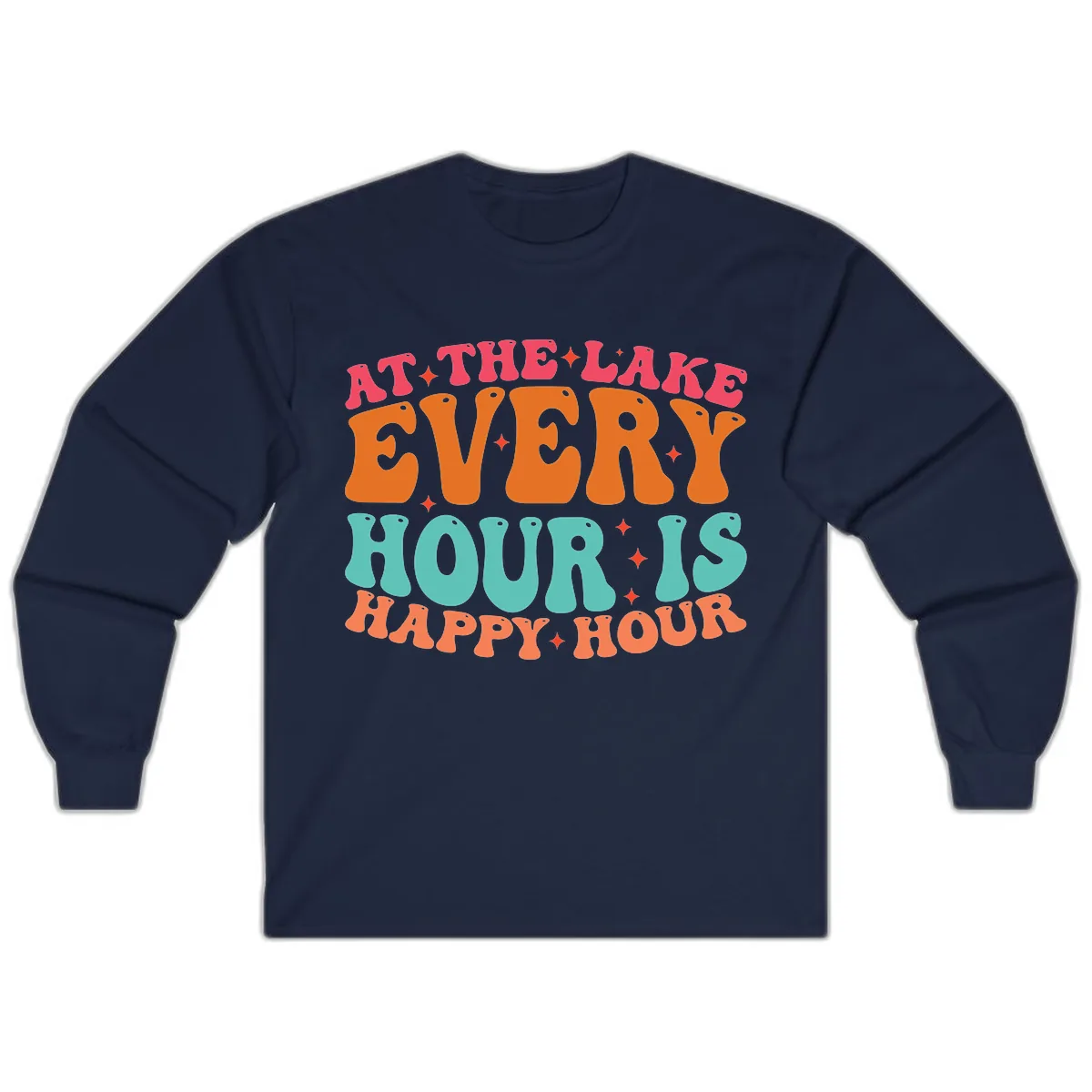 Every Hour Is Happy Hour Lake Design Long Sleeve in Navy