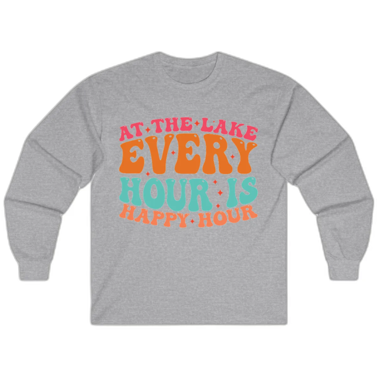 Every Hour Is Happy Hour Lake Design Long Sleeve in Sport Grey