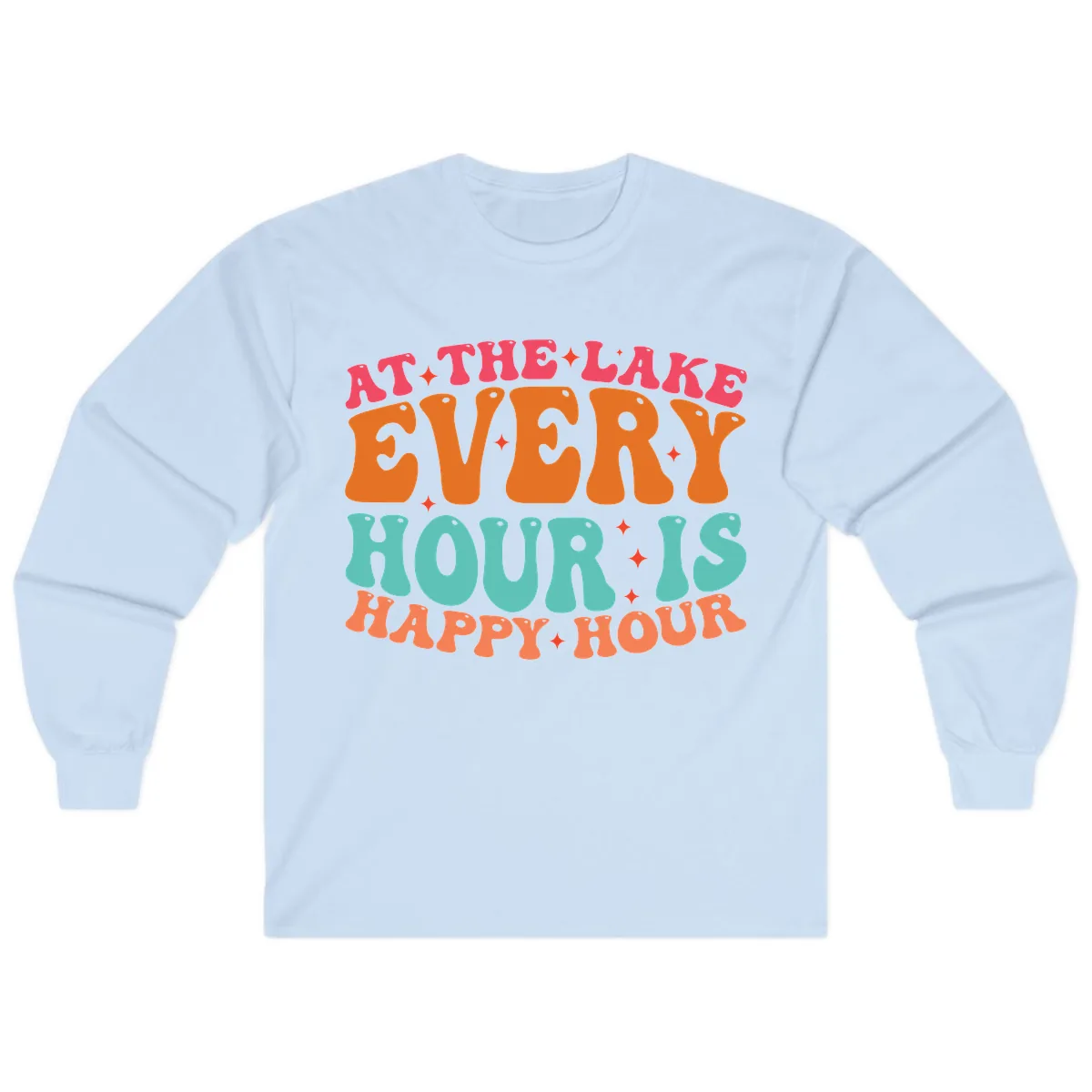Every Hour Is Happy Hour Lake Design Long Sleeve in Light Blue