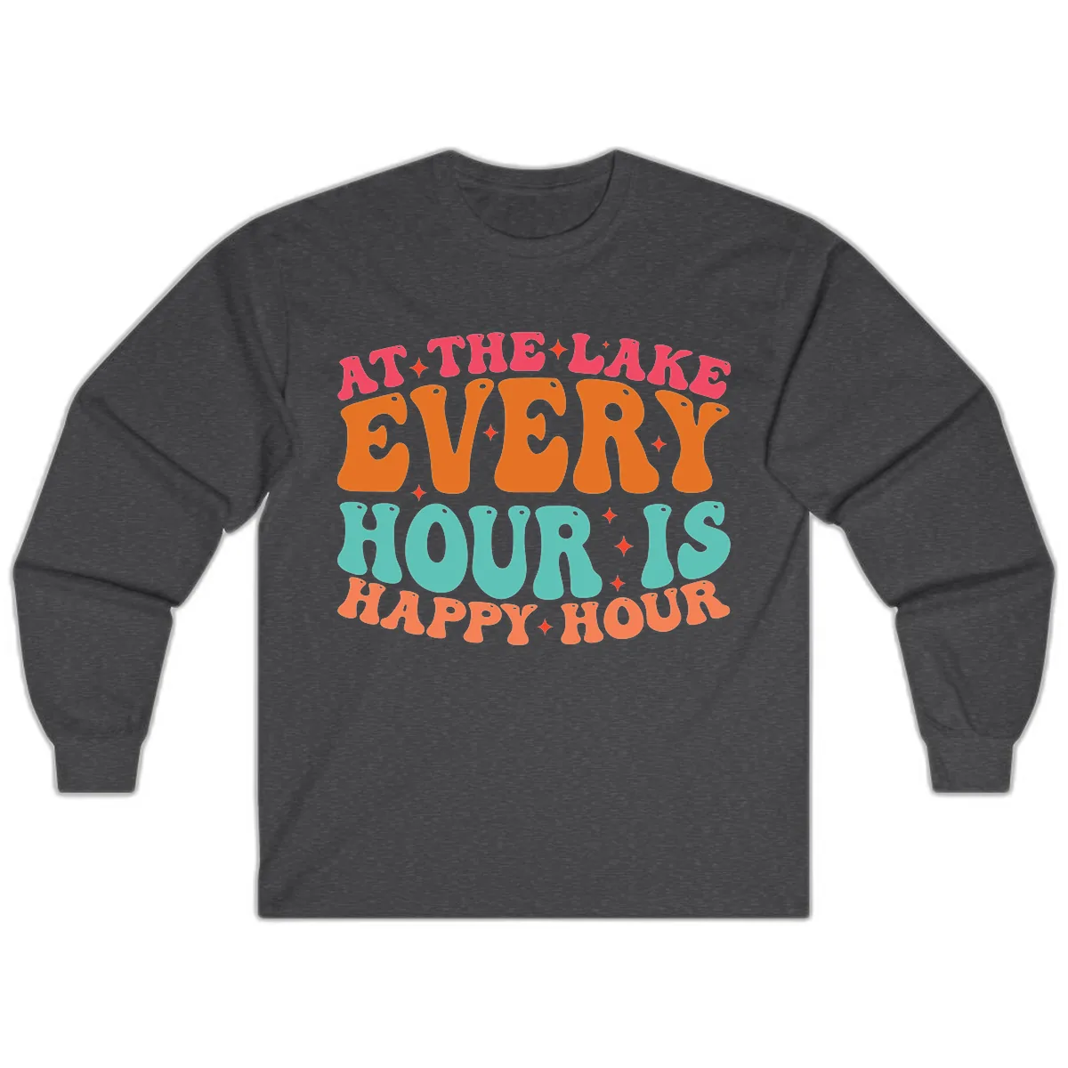 Every Hour Is Happy Hour Lake Design Long Sleeve in Dark Heather