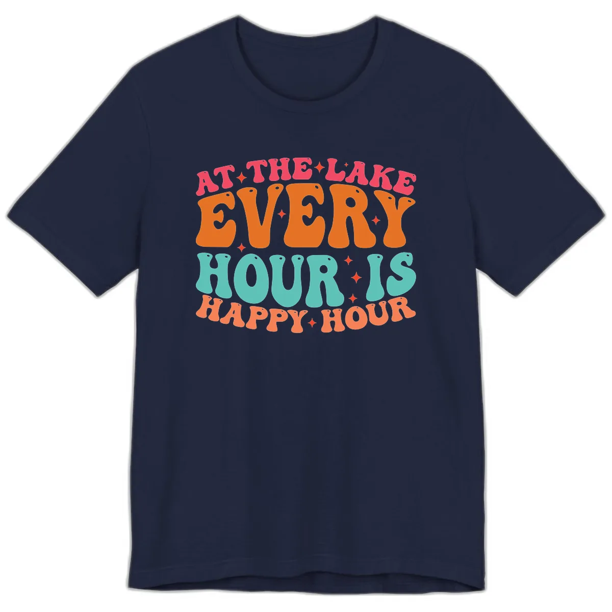 Every Hour Is Happy Hour Lake Design Premium T-Shirt in Navy