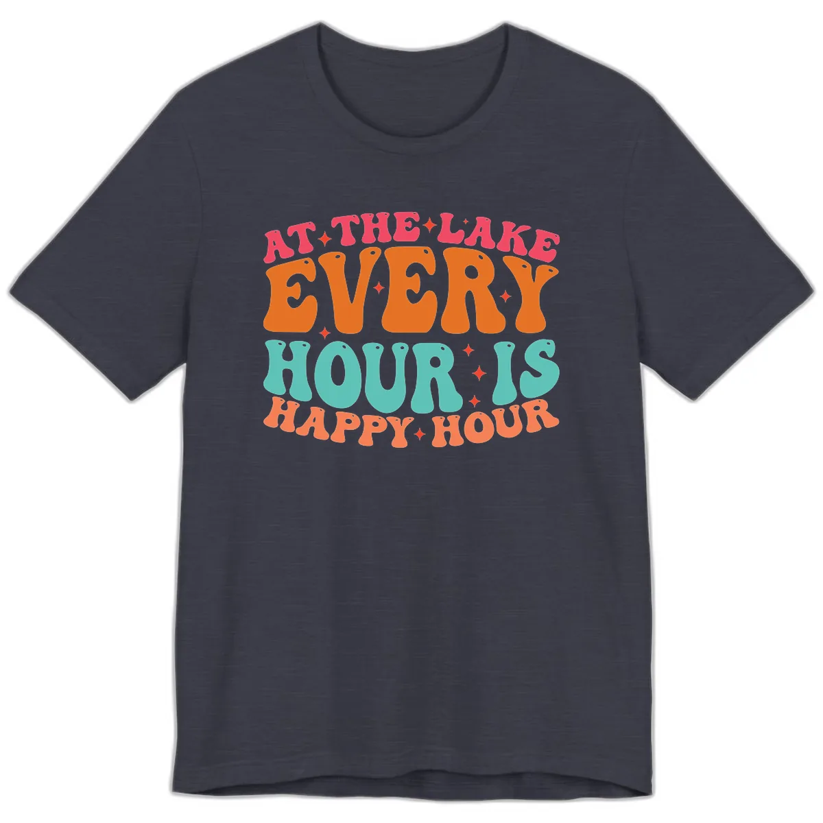 Every Hour Is Happy Hour Lake Design Premium T-Shirt in Heather Midnight Navy