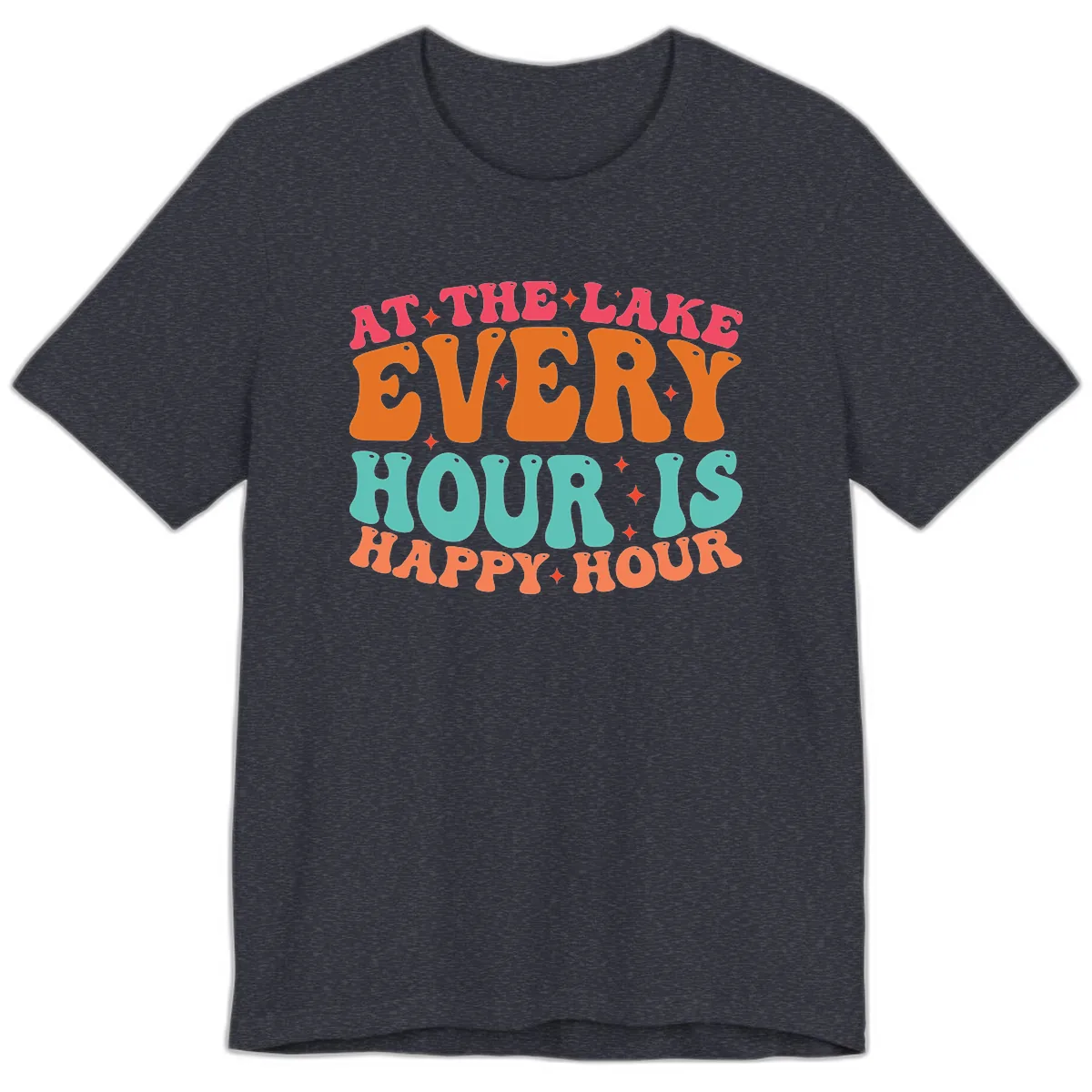 Every Hour Is Happy Hour Lake Design Premium T-Shirt in Heather Navy