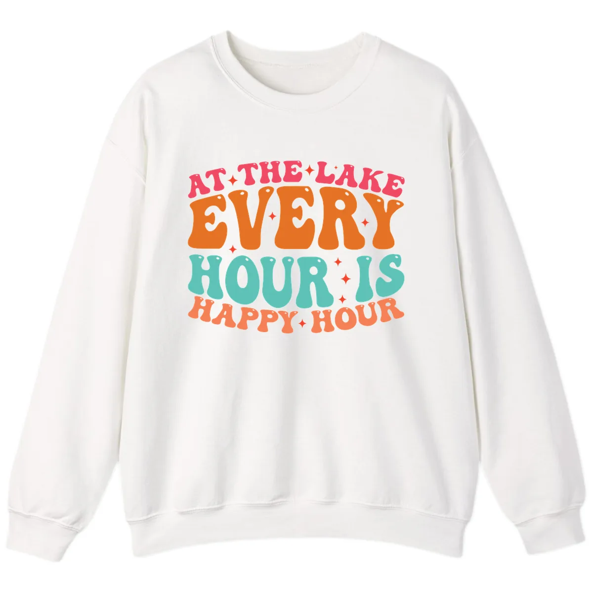 Every Hour Is Happy Hour Lake Design Sweatshirt in White