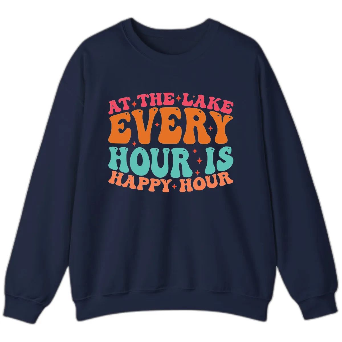 Every Hour Is Happy Hour Lake Design Sweatshirt in Navy