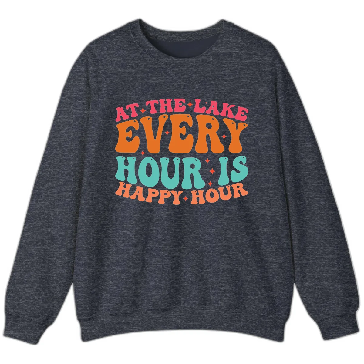 Every Hour Is Happy Hour Lake Design Sweatshirt in Heather Sport Dark Navy