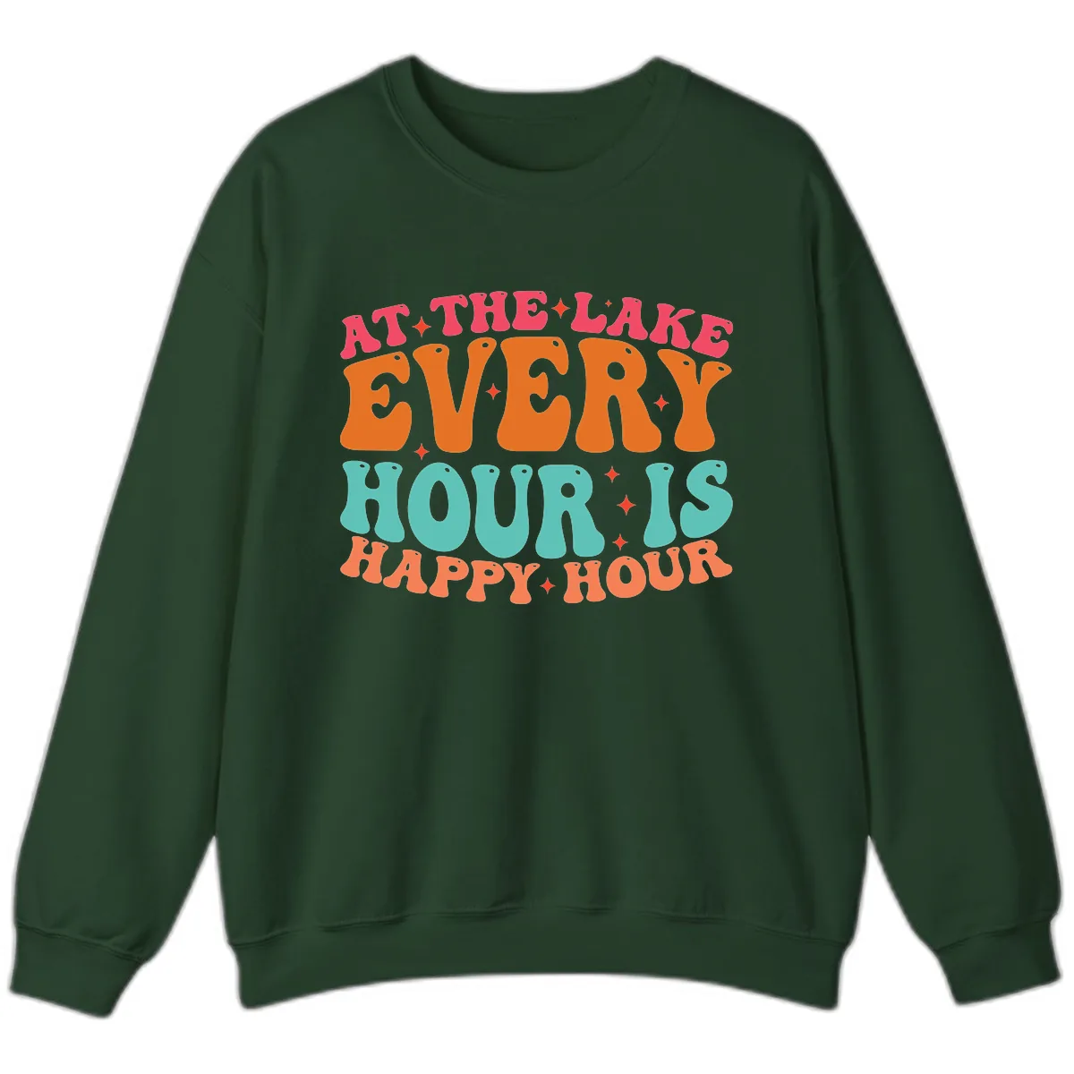 Every Hour Is Happy Hour Lake Design Sweatshirt in Forest Green