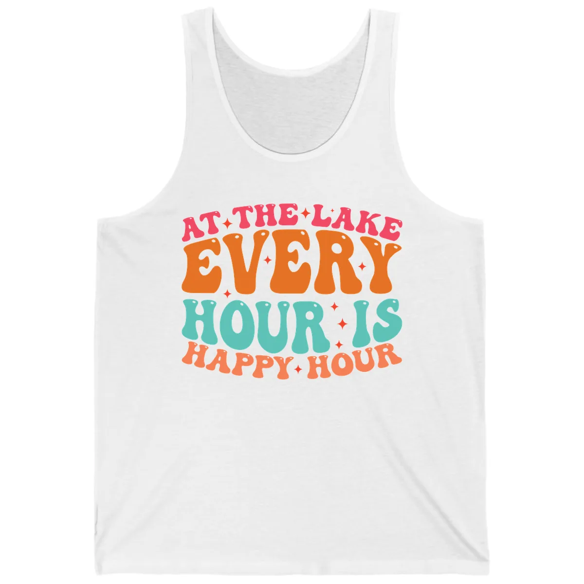Every Hour Is Happy Hour Lake Design Tank in White