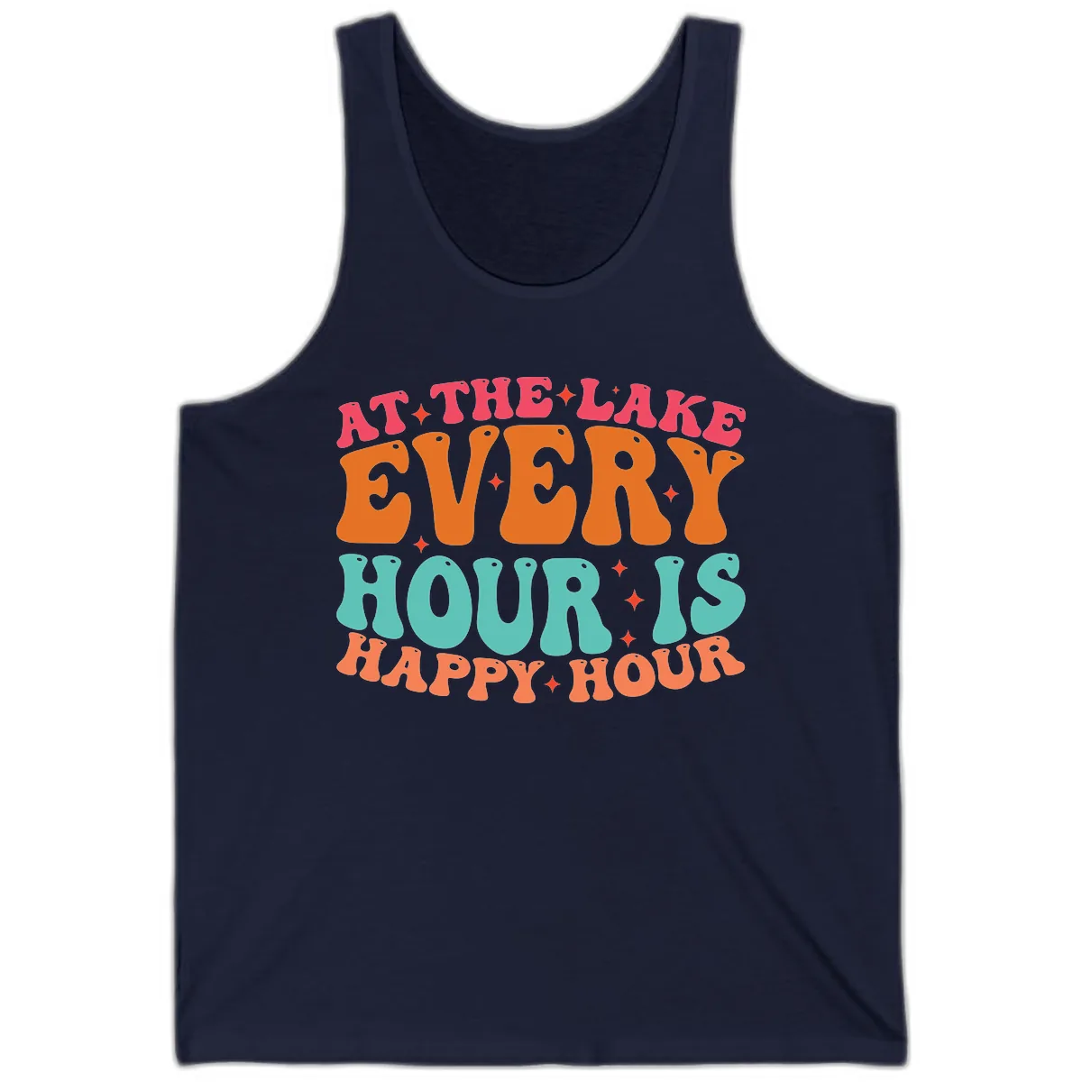 Every Hour Is Happy Hour Lake Design Tank in Navy